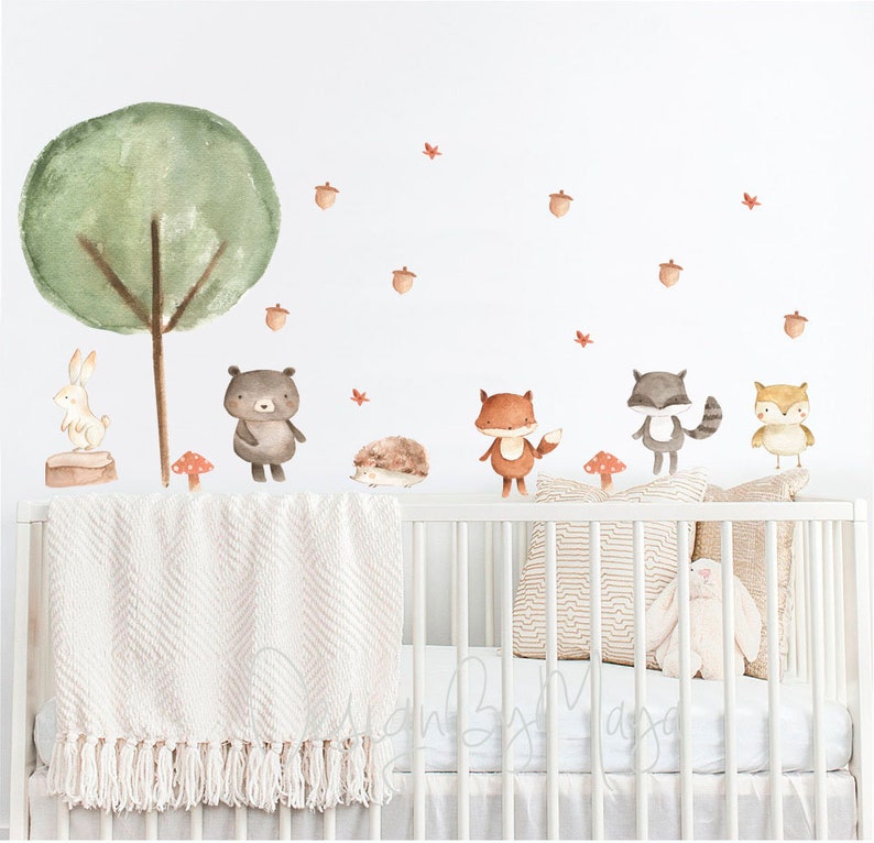 Fabric Decals Gender Neutral Nursery Woodland Animal Decals Etsy