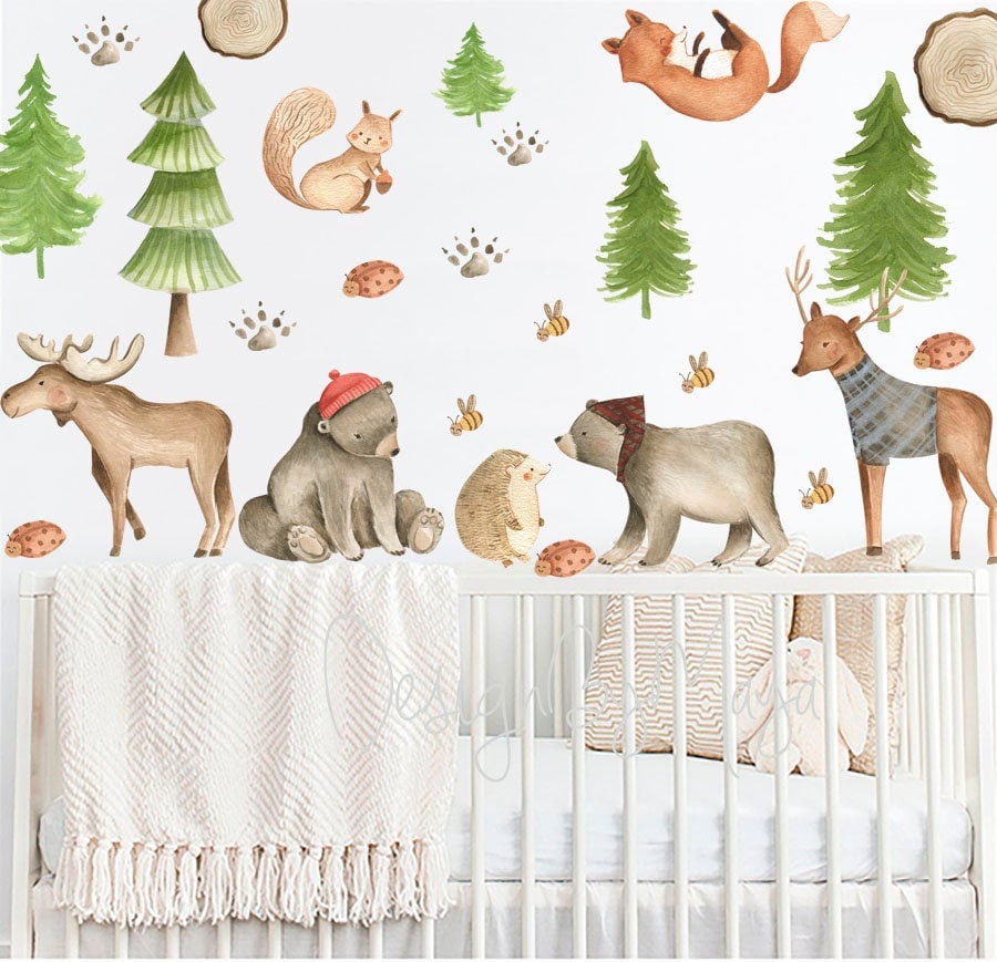 Nursery decal Woodland Animal Decals woodland stickers Baby Etsy
