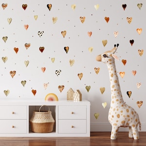 Heart Wall Decals, Earth tones Heart stickers, Baby Nursery Wall Decal, Modern Nursery Decals, kids room decor, Boho monochromatic nursery
