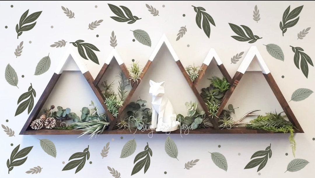 Green Leaves Wall Decals, Greenery Wall Stickers, Watercolor Greenery