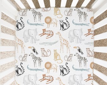 Safari animals crib sheet, Zebra, Tiger, Lion, Elephant, Monkey, Crib Sheet, Under The Sea bedding, Ocean life, Baby Whale Teal Star Fish