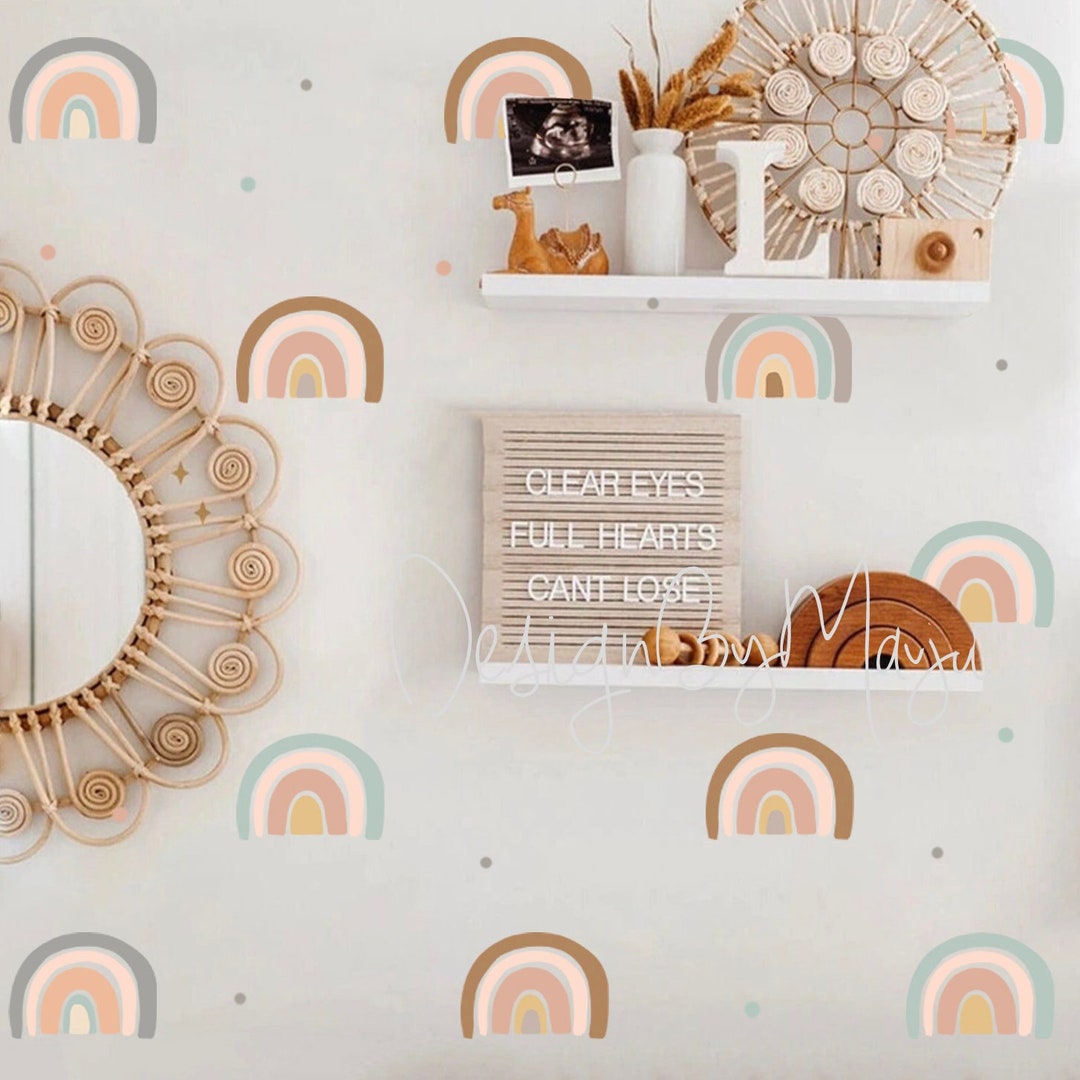 Watercolor Rainbow Fabric Wall Decals: Boho Nursery Decor - Etsy