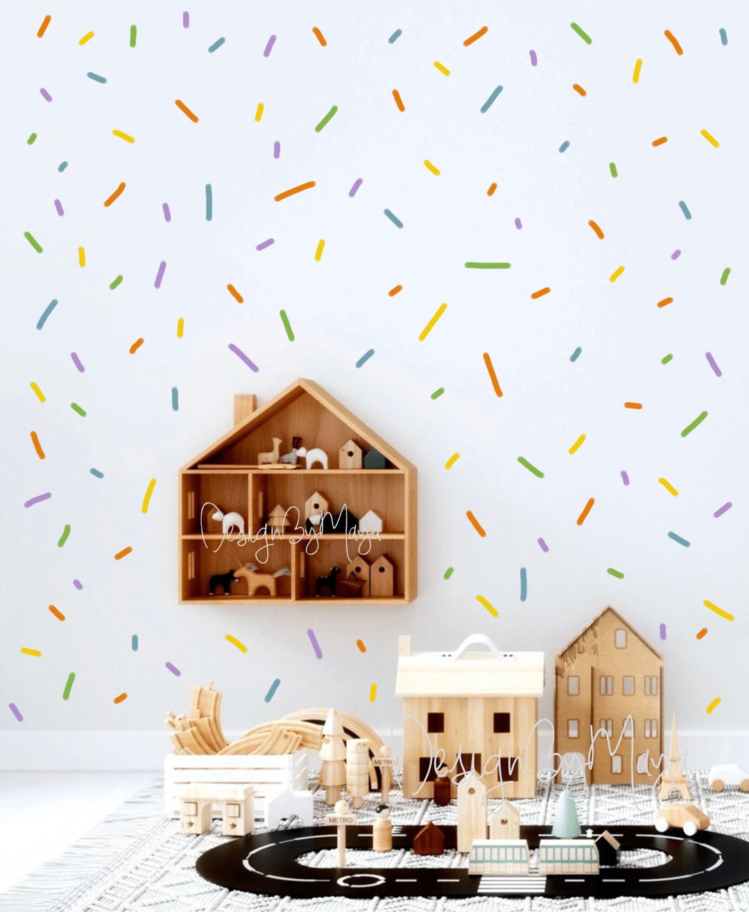 Confetti Wall Decals: Rainbow Stripes, Kids Room Decor - Etsy