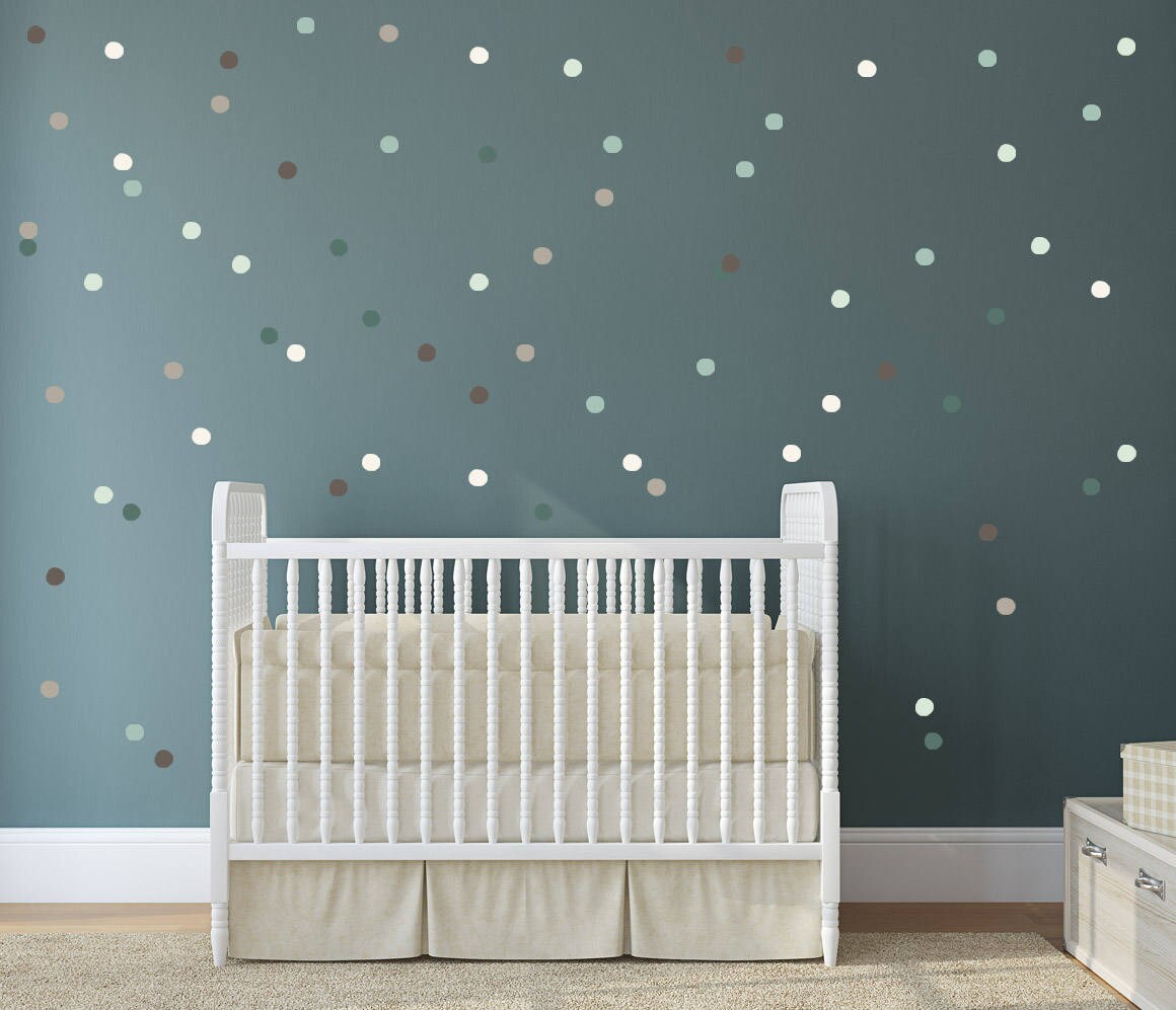 Vinyl Stickers Polka dots Wall Decals Teal Brown Polka Etsy