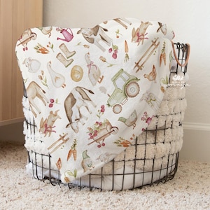 Kuscheldecke mit Bauernhof, ABC Sherpa Decke, Sea life Babydecke, arktische Tierdecke, Weltkarte Kinderzimmer, Babytierebettwäsche