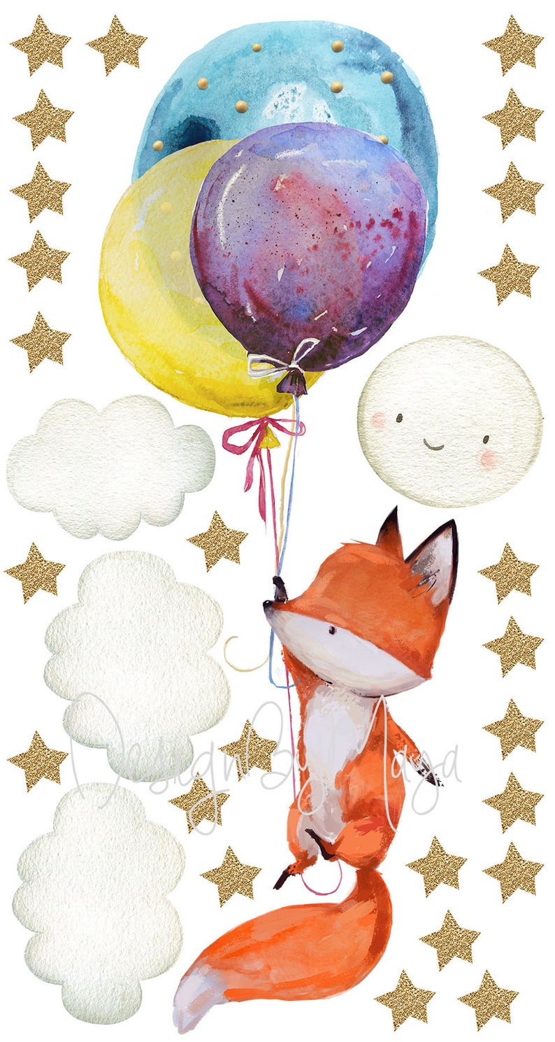 Balloon Wall Decal Nursery Decals Baby Animals Nursery Wall Etsy