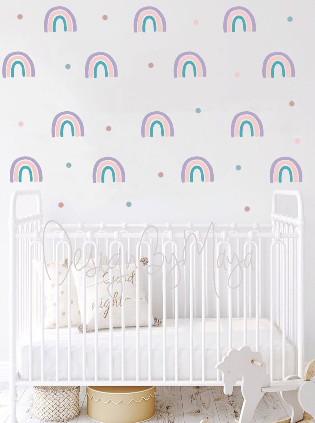 Watercolor Rainbow Fabric Wall Decals: Pastel Boho Nursery Decor - Etsy