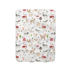 Farm animals blanket, Baby shower gift, Woodland Forest Baby blanket, Nursery bedding, Baby Minky Fleece, Farm kids personalized bedding