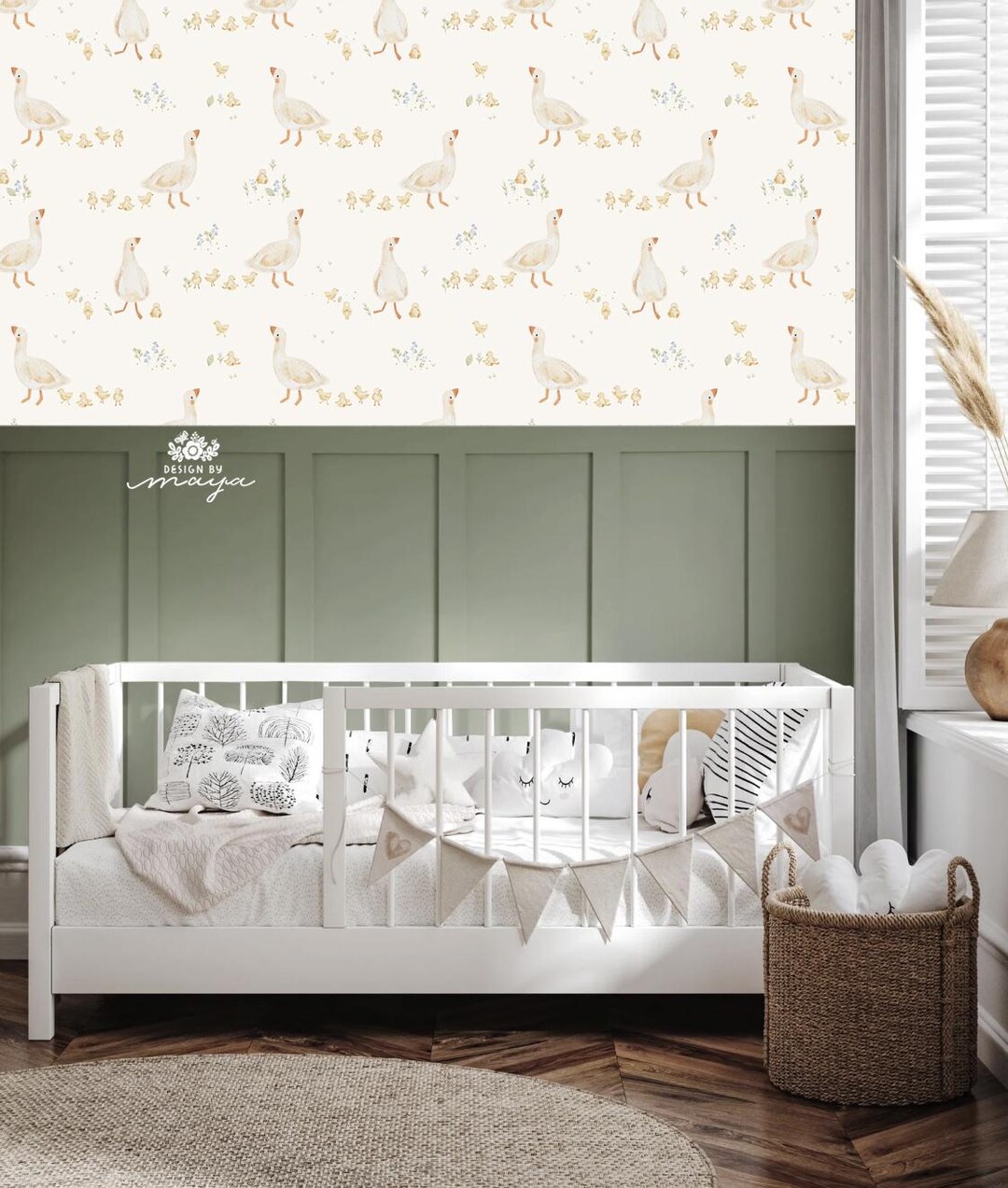 Silly Goose Wallpaper, Duck in Boots, Nautical Wallpaper, Farm House ...
