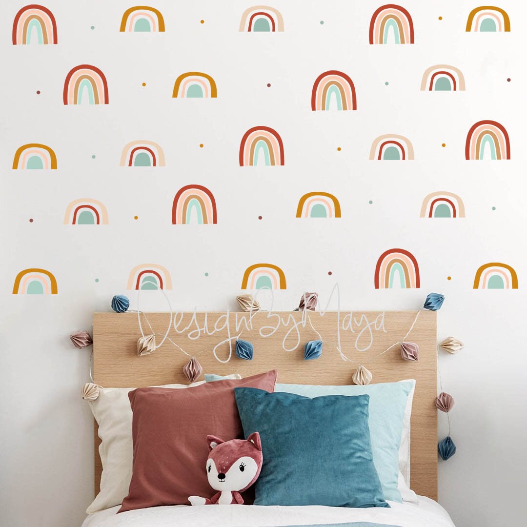 Watercolor Rainbow Fabric Wall Decals: Boho Nursery Decor - Etsy