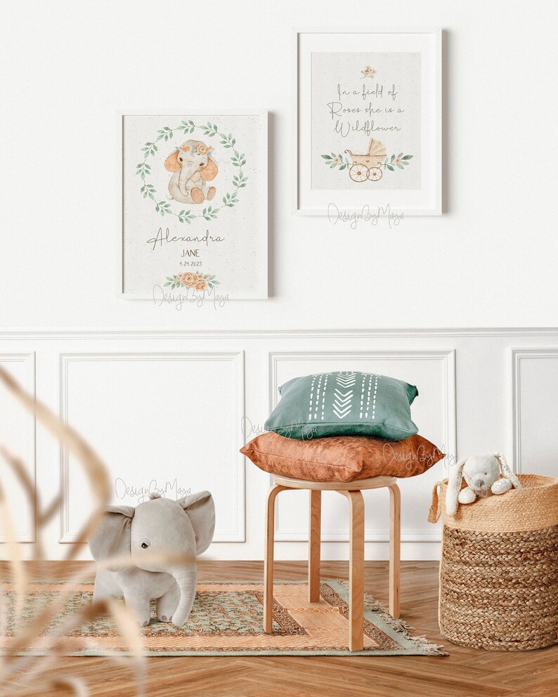 Baby Elephant Watercolor Art, Nursery Wall Art, Baby Wall Art Prints ...