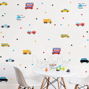 Transportation decals, taxi, NYC Decals, Kids Play Room art, baby room wall decal, Auto mural, Vinyl stickers, Helicopter, Baby Boy room