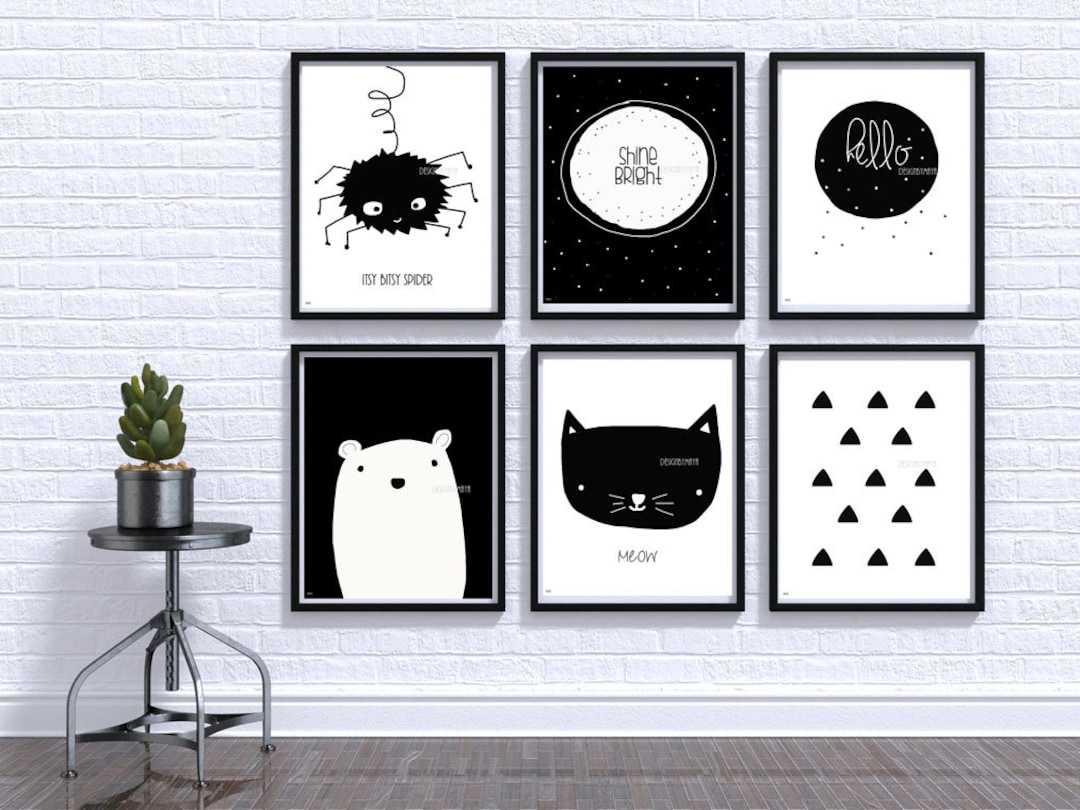 Black and White Baby Print, Nursery Wall Art, Baby Room Decor, Children