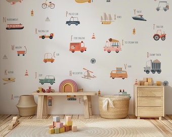 Cars Decals: Transportation Fabric Wall Decals, Kids Room Decor
