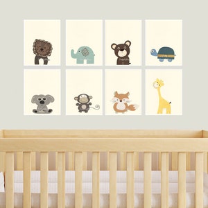 Baby Animal Nursery Art Prints Modern minimalist Nursery Decor set of prints Zoo animal Jungle animal Childrens art Nursery wall decor