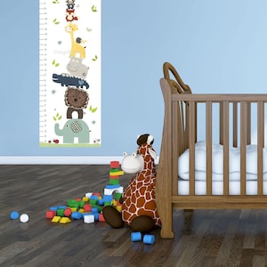 Messlatte für das Wachstum von Kindern, Messlatte für das Wachstum von Kindern, Messlatte für das Wachstum von Kindern, Messlatte für das Wachstum von Kindern, Safari Tier Kunst, Babyzimmer, Kinderzimmer Kunst, Fuchs, Löwe, Affe