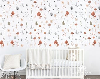 Mushroom Fabric Wall Decals, Woodland Nursery Decor