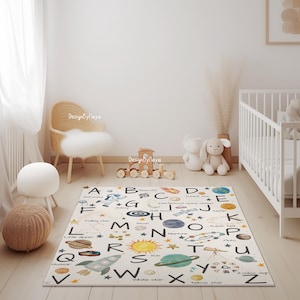 Teppich Weltraum abc, Sonnensystem Spielkamerad, Weltkarte Teppich, Spielteppich, Spielmatte, Kinderzimmer Teppich, Kinderteppich, Gedruckt Teppich, Spielzimmer Teppich