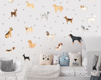 Nursery decals, Dogs decor, Nursery Wall Decals, Dogs Decals, Baby Wall Decor, Kids Decals, puppies Decals, Nursery Decor, Dog wall stickers