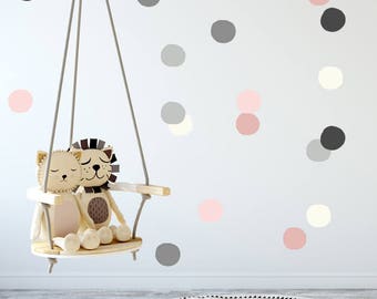 NEW!! Baby Nursery Wall Decals, Gray, Pink, Polka dots, Baby Nursery Wall Decal Kids Wall Decal Modern Nursery Wall Decal, Children room art