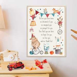 Circus nursery, Nursery wall art, Baby Room Decor, before you were born, Bunny, woodland decor, kids room art, baby decor, nursery decor art