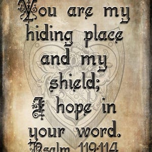 Psalm 119 You Are My Hiding Place, Printable Wall Art, Digital Download