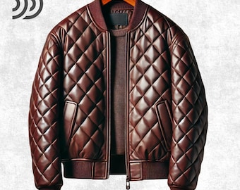 Handmade Brown Quilted Leather Bomber Jacket: Men's Winter Fashion