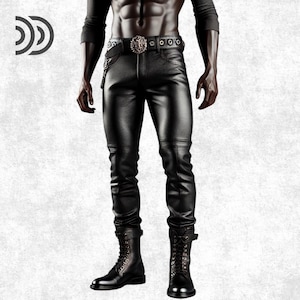 Handmade Cowhide Leather Biker Pants: Slim Fit Gothic Trousers