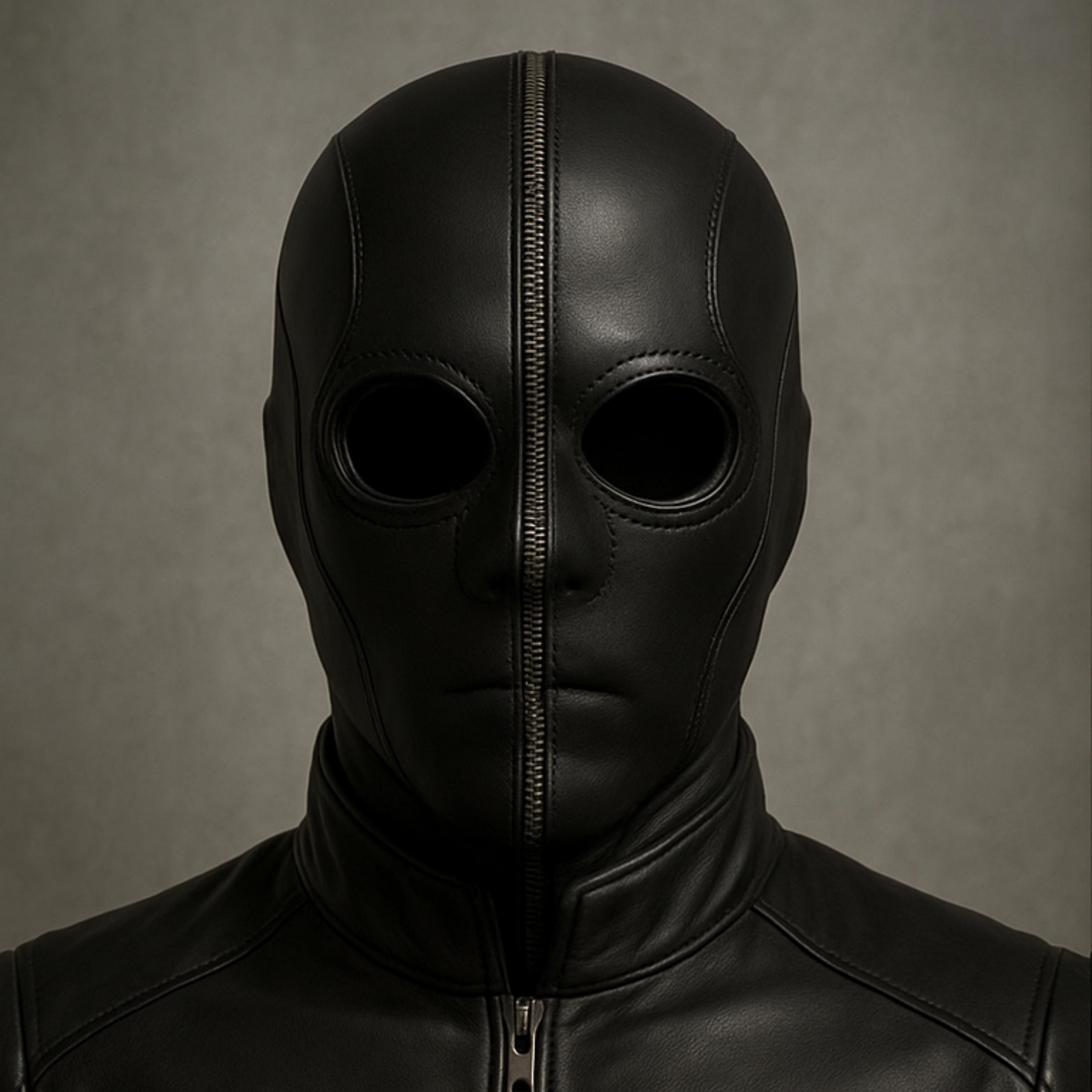 Full Face Black Leather Zipper Mask | Stealth Cosplay Hood