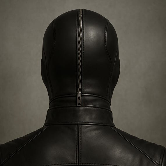 Full Face Black Leather Zipper Mask | Stealth Cosplay Hood