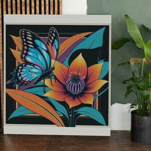 Butterfly Series No. 03, Eclectic Butterfly Wall Art 03, Digital Download, Colourful Wall Art, Square Printable JPEG, Boho Nature Decor