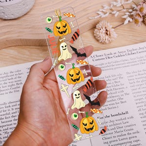 Personalised Acrylic Bookmark With Tassel, Spooky But Cute Bookmark, Ghost Pumpkin Bookmark, Halloween Gifts, Book Lover Gift, Reader Gift