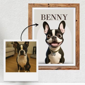 Personalized Cartoon Pet Portrait, Custom Pixar Style Dog or Cat Illustration, Digital Pet Drawing, Cute Animal Wall Art Printable