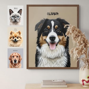 Custom Pet Portraits Using Pet Photo Personalized Digital Dog Portraits Cat Portraits Custom Dog Portraits Custom Pet Art Pet Drawing Poster