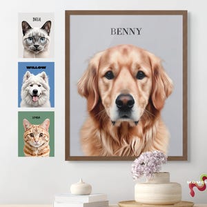 Custom Pet Portraits Using Pet Photo Personalized Digital Dog Portraits Cat Portraits Custom Dog Portraits Custom Pet Art Pet Drawing Poster