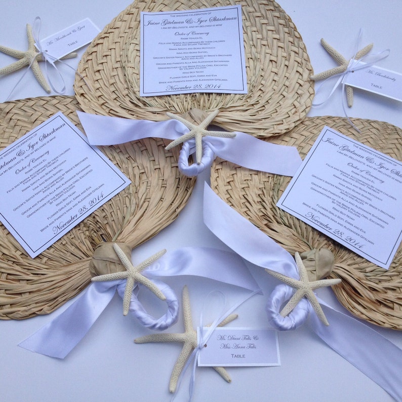 raffia fans wedding