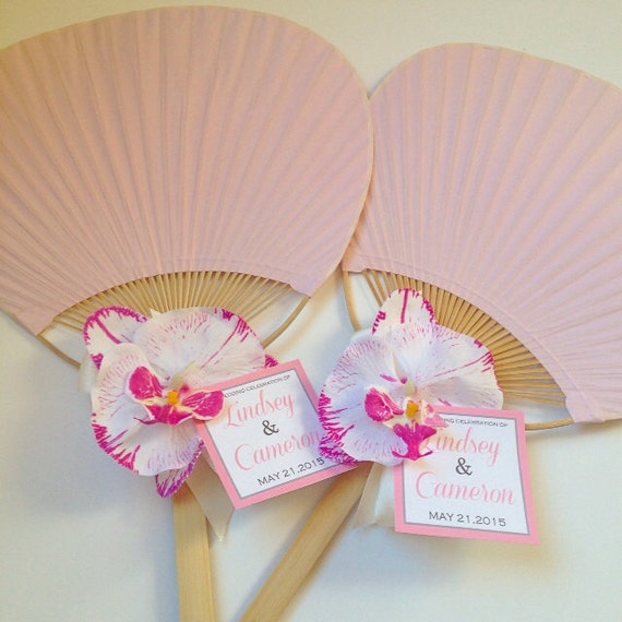 Paddle Fan With Orchid Rainbow Paddle Fan Beach Wedding Fan Etsy