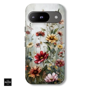 Oil Painting Floral Phone Case for Google Pixel Case Rustic Phone Cover Aesthetic Phone Case Flower Tough Case Wildflower Phone Case Cute