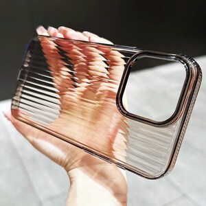 Klare schwarze iPhone Hülle gewellte transparente Handyhülle für iPhone 16 15 14 13 12 Pro Max Plus