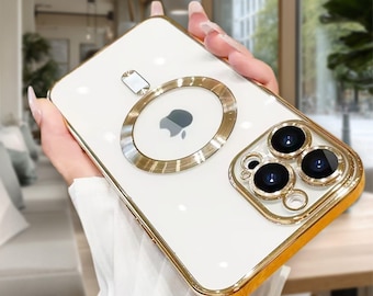 Gold Accent Clear iPhone MagSafe Case: Protective, Slim Design