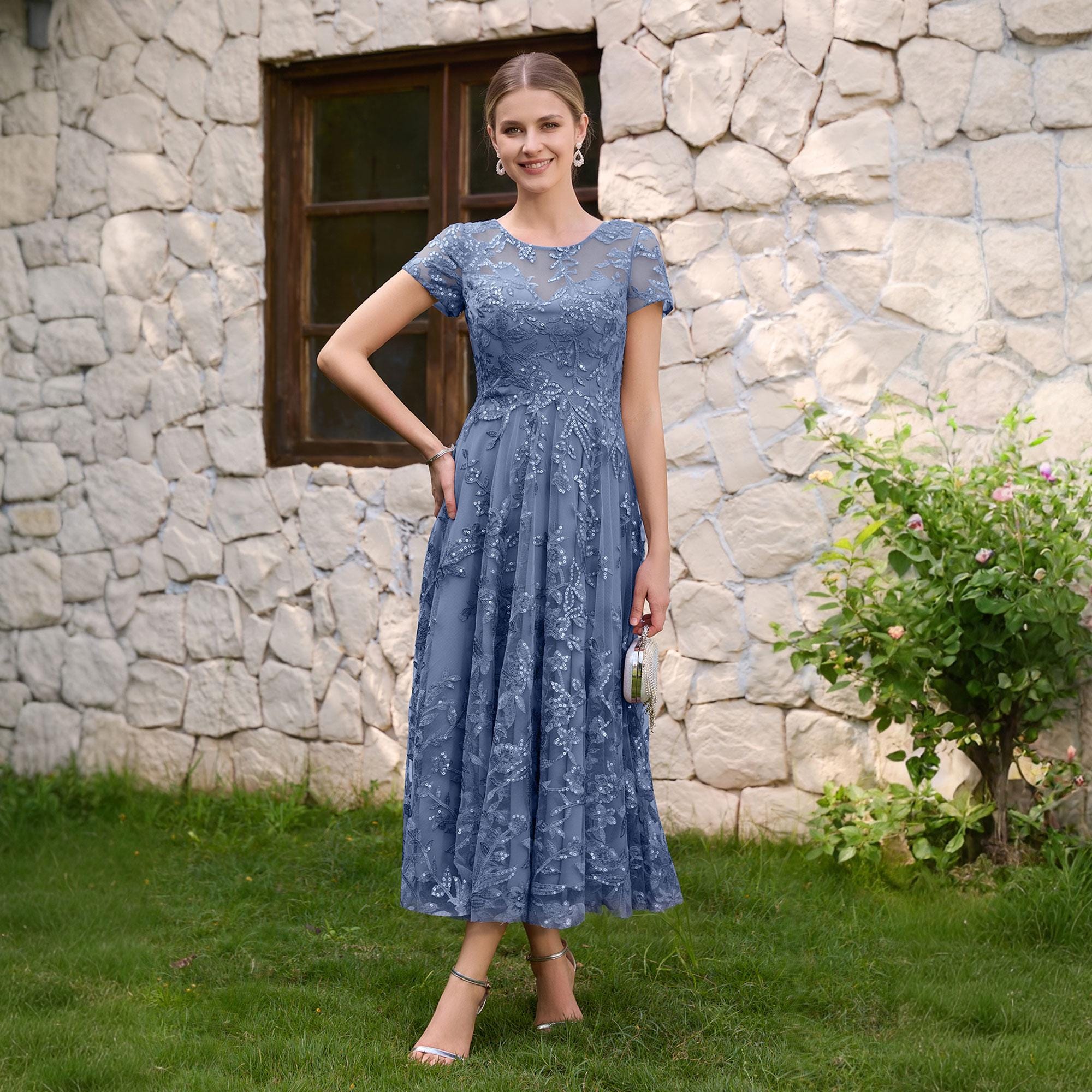 slate blue mother of the bride dress Slate Blue Mother of The Bride & Groom Dresses