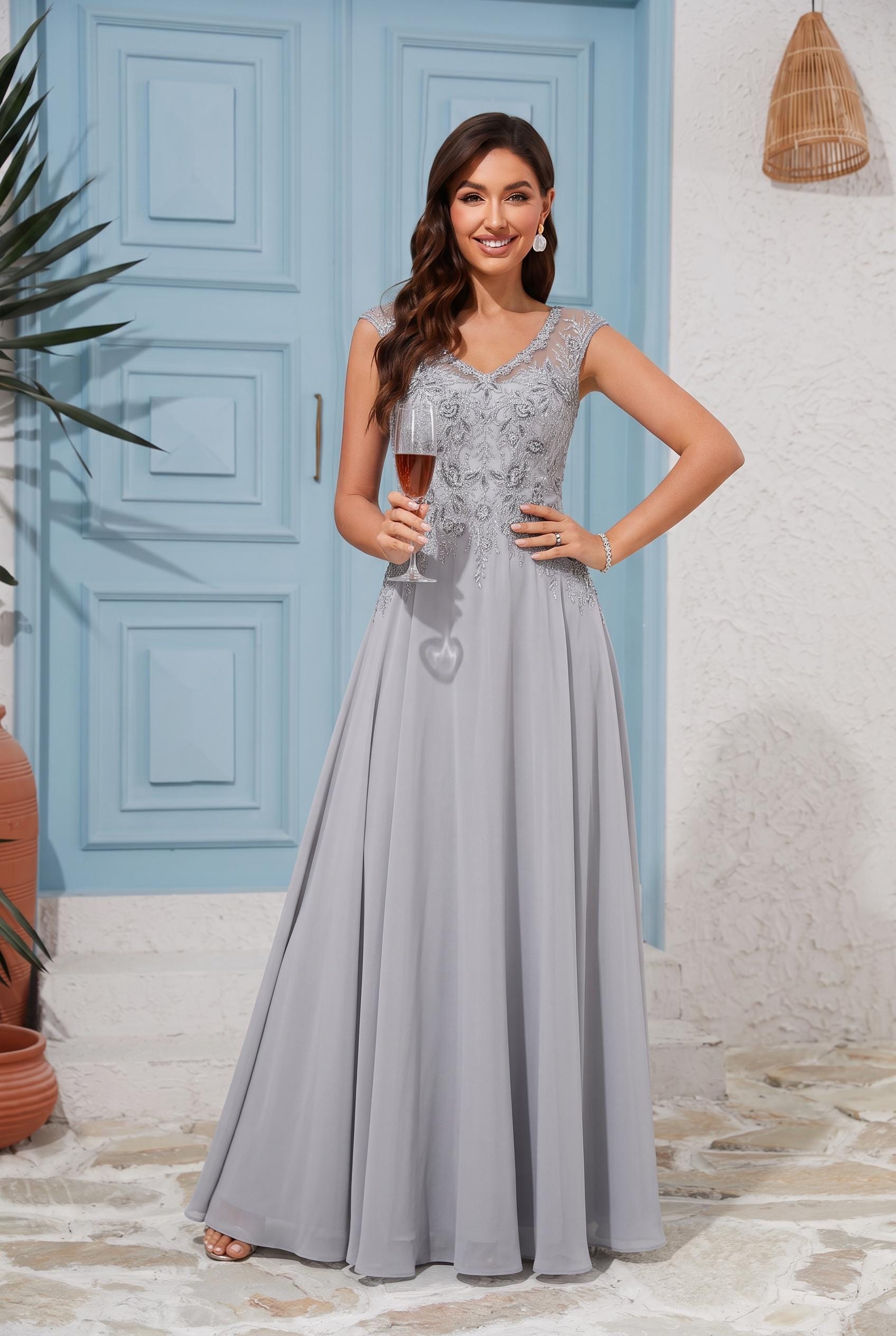 Grey & Pink Wedding Dress
