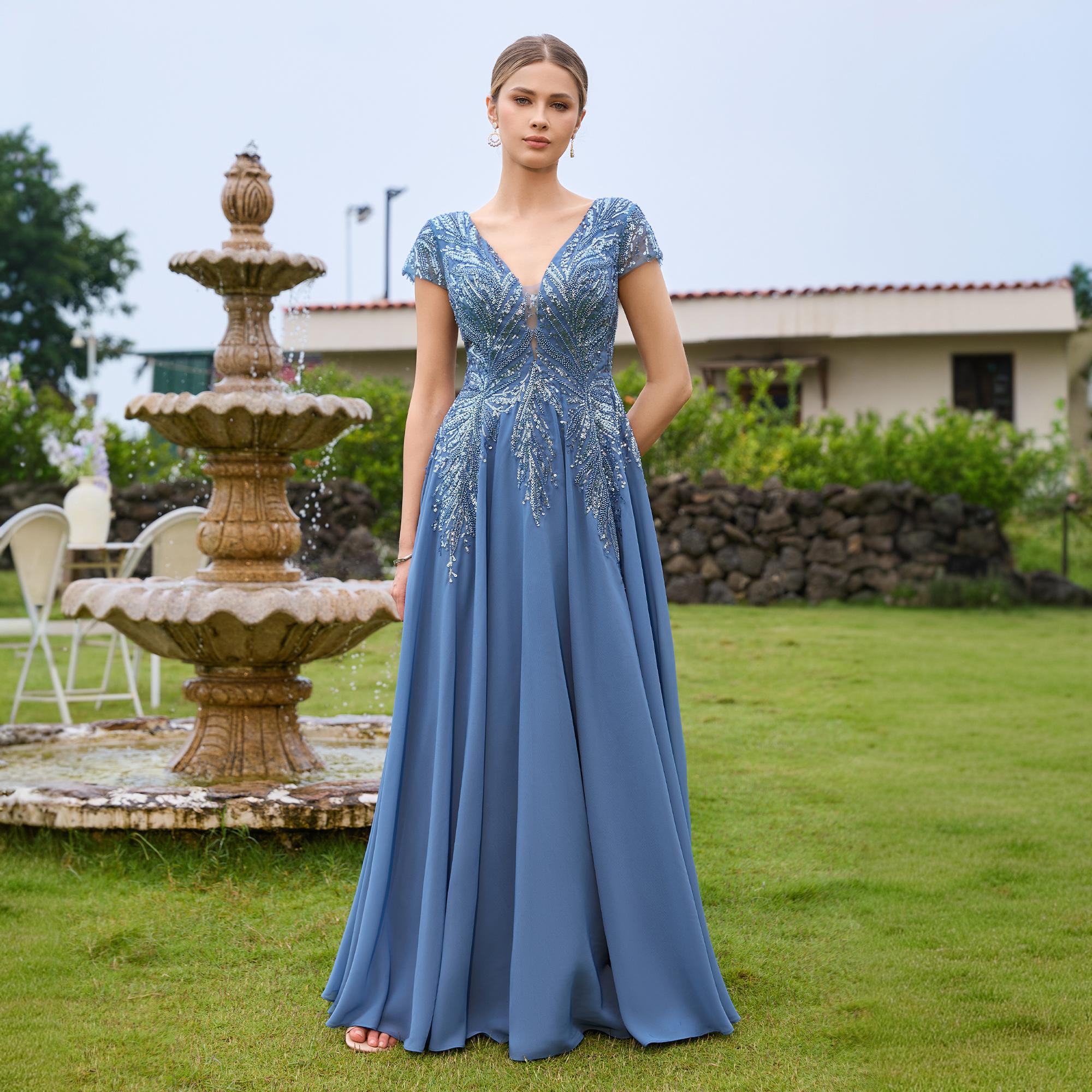 brown cream dress Cream Crepe Gown with Lame Organza Draping & Embroidered Accents G2030