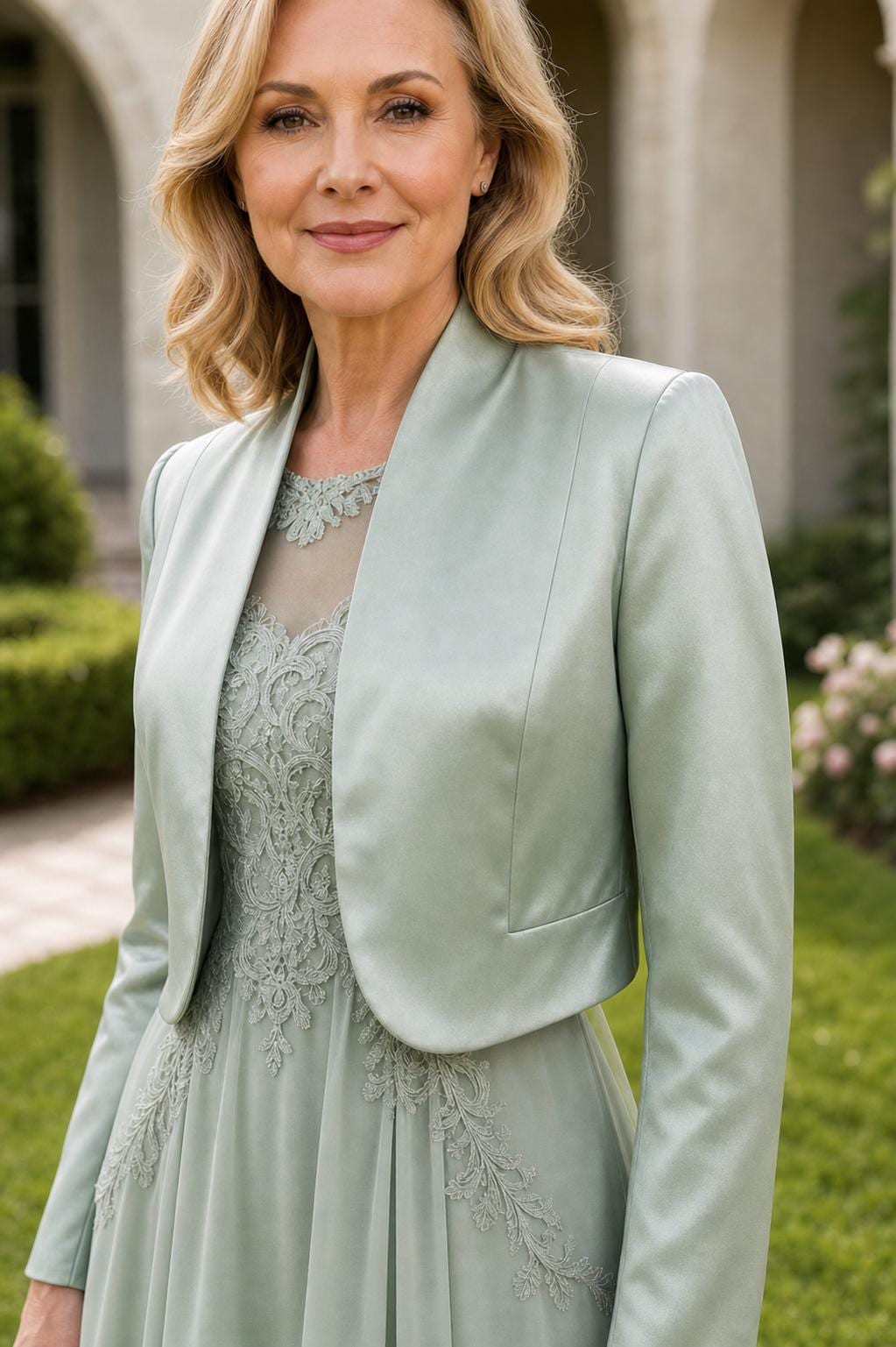 Sage Green Silk Cropped Bolero Jacket, Elegant Formal Cover Up