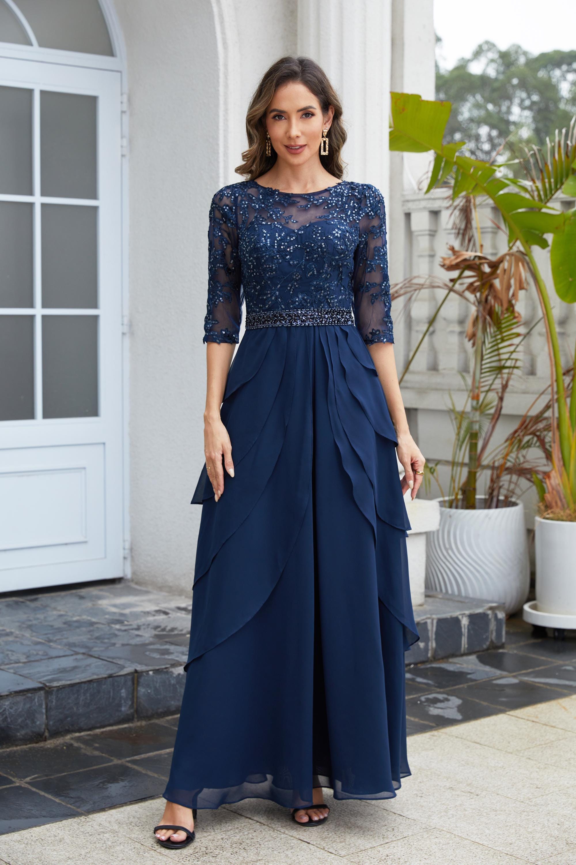Handmade Chiffon Lace Mother of the Bride Dress: Sequins & Beading - Etsy