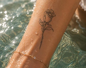 Tatuaż Róża | Tymczasowy Tatuaż Róża | Fake Tattoo | Wodoodporny | Do 2 Tygodni | Fine Line | Realistyczny