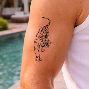 Tigertatuering | 2-veckors tatuering | Tillfällig tatuering