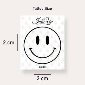 Tatouage Smiley | Set de 2 | Tatouage Temporaire 2 Semaines | Semi Permanent | Tatouage Bonne Humeur