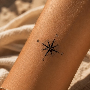 Kompas Tattoo | Tijdelijke Kompas Tattoo | Waterbestendige Nep Tattoo | Blijft tot 2 Weken | Fine Line Tattoo