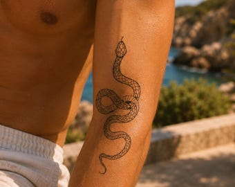 Tatuaggio Serpente | Set di 2 | Tatuaggio Temporaneo 2 Settimane | Semi Permanente | Tatuaggio Animale Rettile